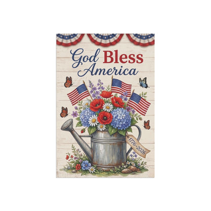 America 250 patriotic garden flag collection with red white and blue porch decor