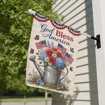 America 250 patriotic garden flag collection with red white and blue porch decor
