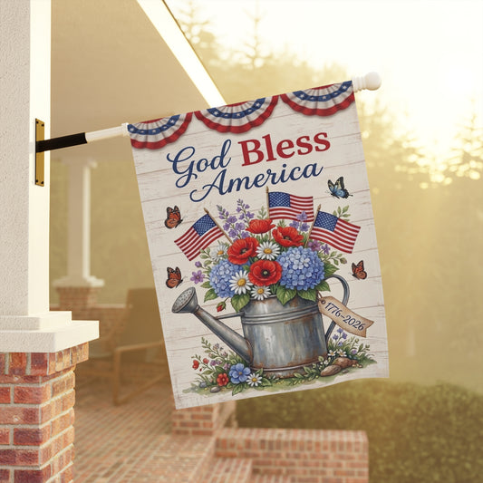 America 250 patriotic garden flag collection with red white and blue porch decor