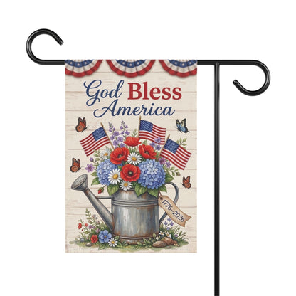America 250 patriotic garden flag collection with red white and blue porch decor