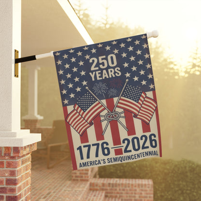 America 250 patriotic garden flag collection with red white and blue porch decor