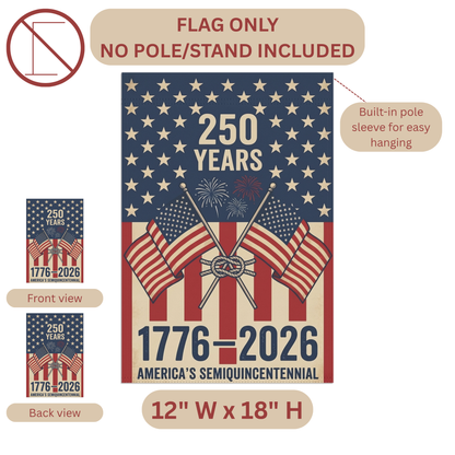America 250 patriotic garden flag collection with red white and blue porch decor