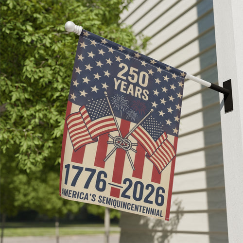 America 250 patriotic garden flag collection with red white and blue porch decor