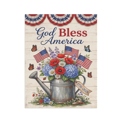 America 250 patriotic garden flag collection with red white and blue porch decor