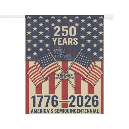 America 250 patriotic garden flag collection with red white and blue porch decor