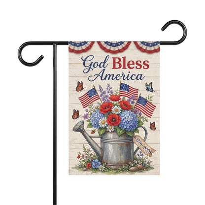 America 250 patriotic garden flag collection with red white and blue porch decor