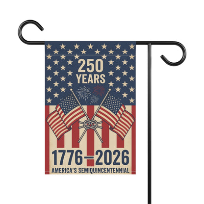 America 250 patriotic garden flag collection with red white and blue porch decor